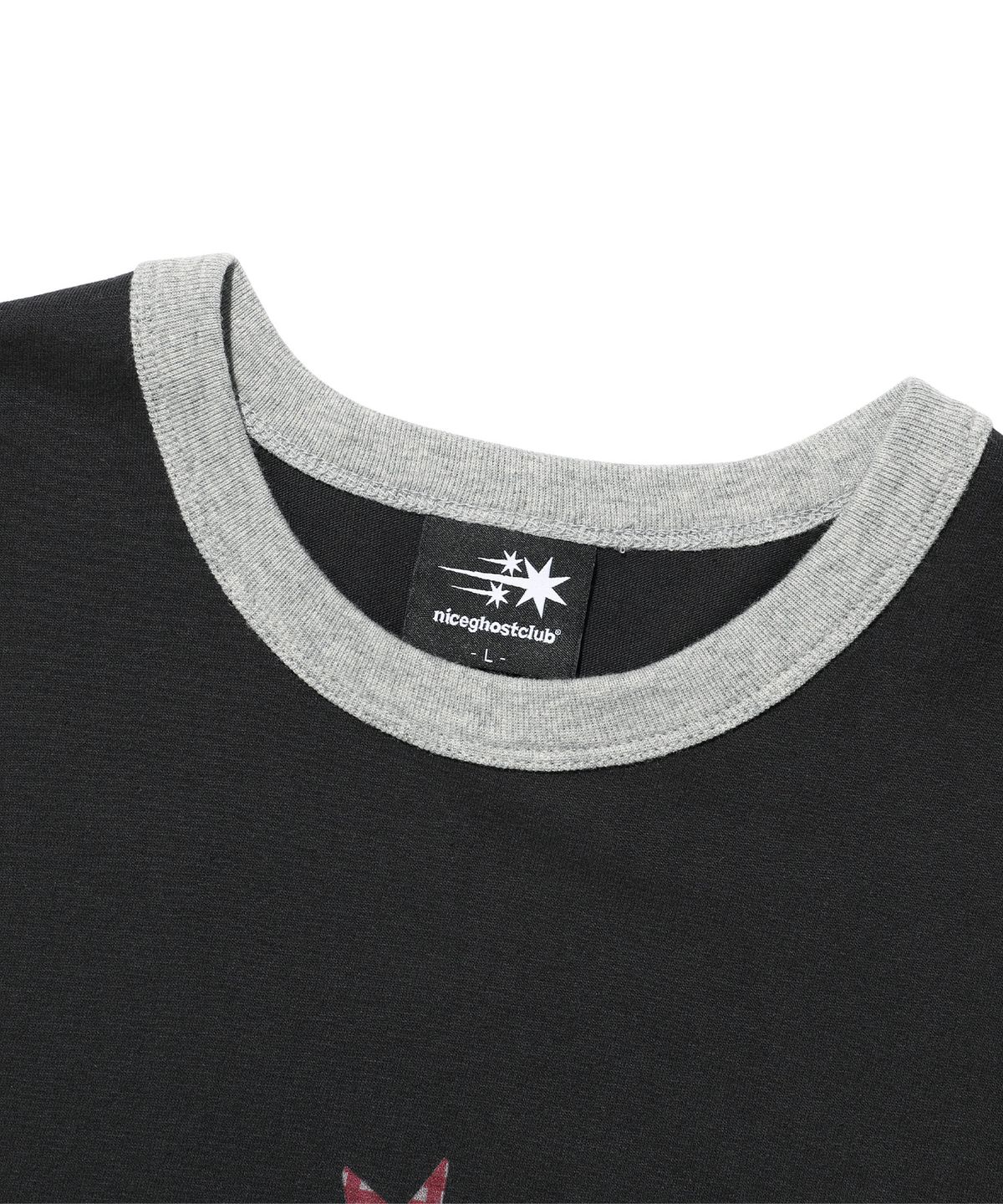 나이스고스트클럽(NICEGHOSTCLUB) CHECK 3STAR BASIC RINGER TEE_CHARCOAL(NG2GMUT537A)