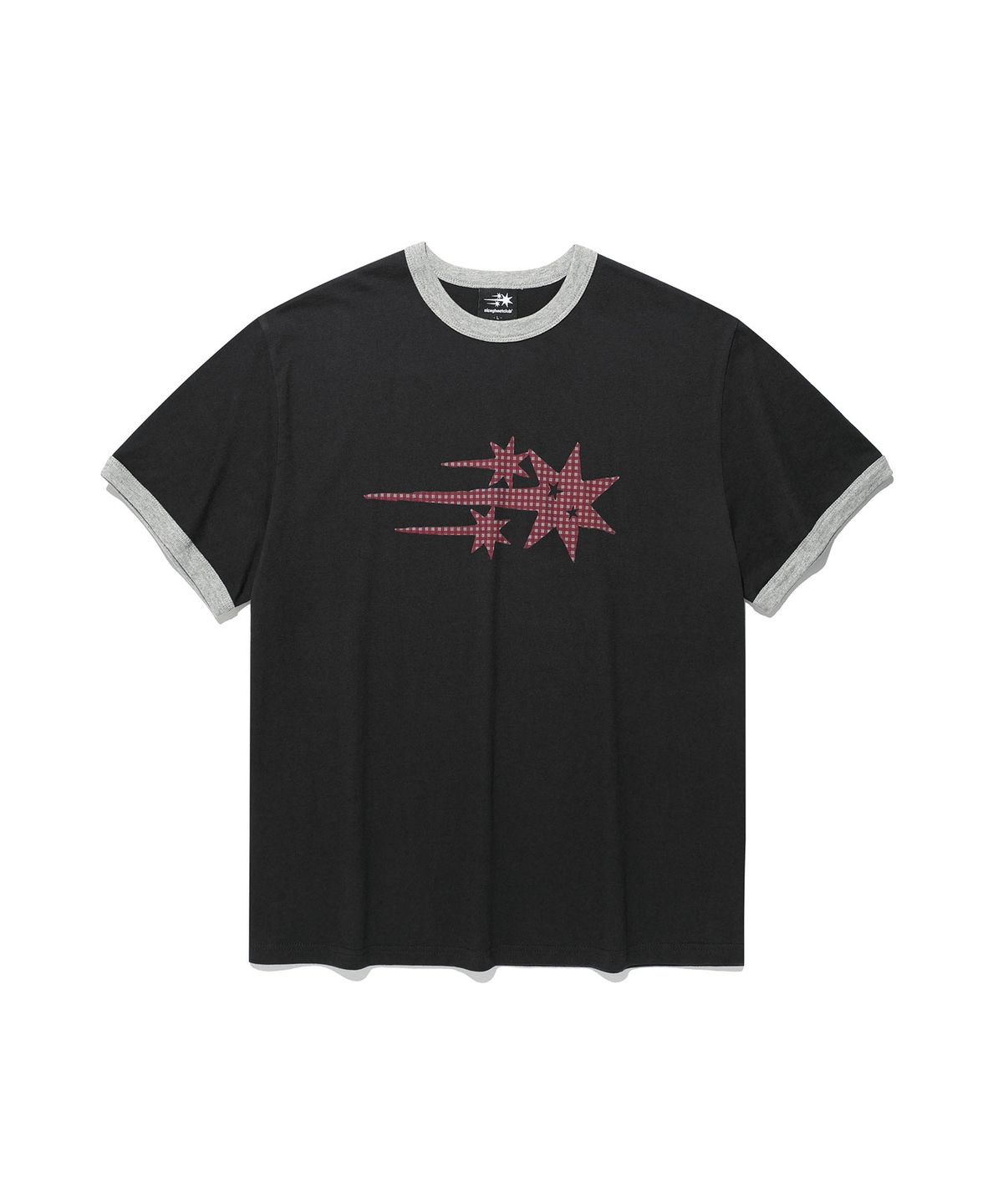 나이스고스트클럽(NICEGHOSTCLUB) CHECK 3STAR BASIC RINGER TEE_CHARCOAL(NG2GMUT537A)