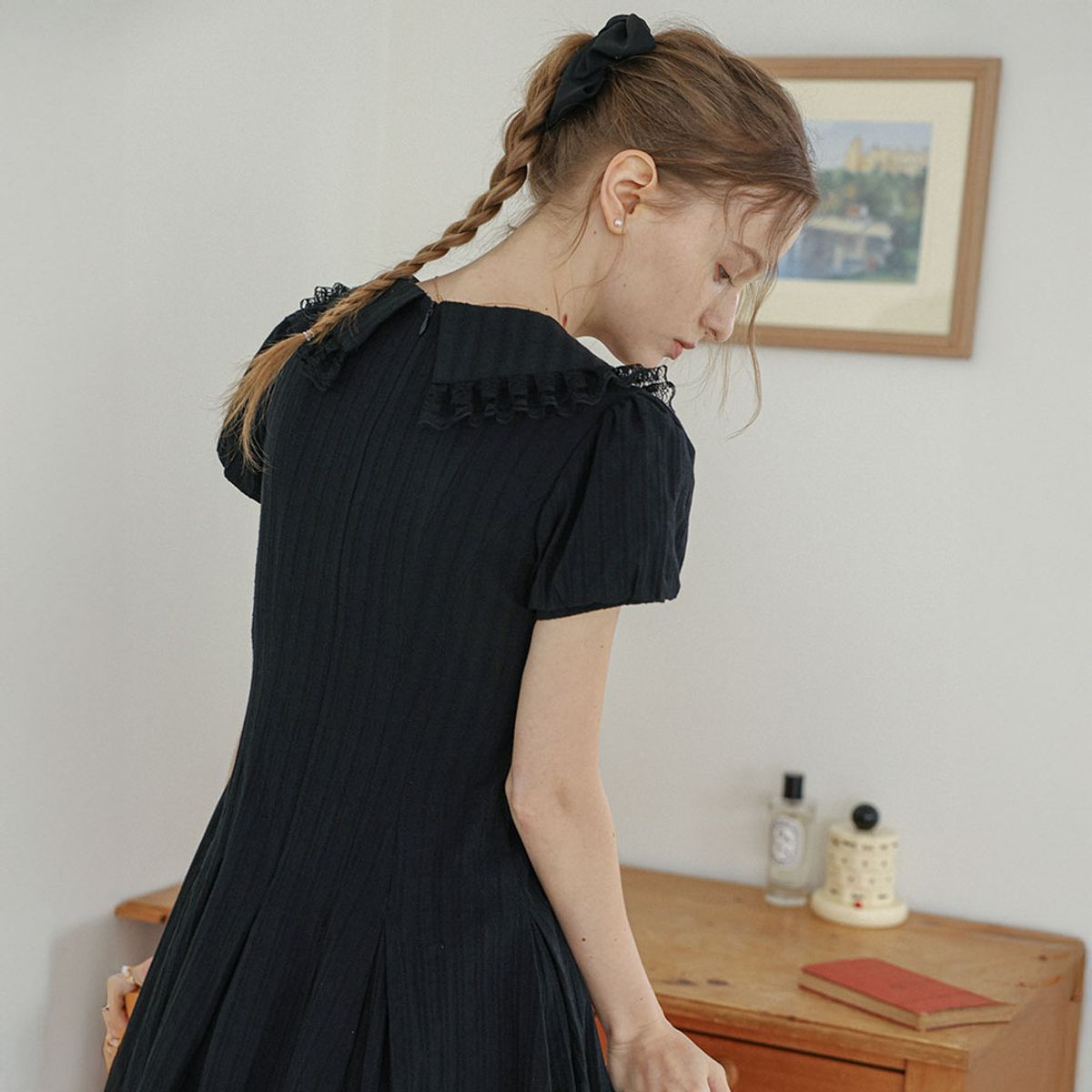 던드롭(DUNDROP) DD_Frill sailor lace collar mini dress_BLACK