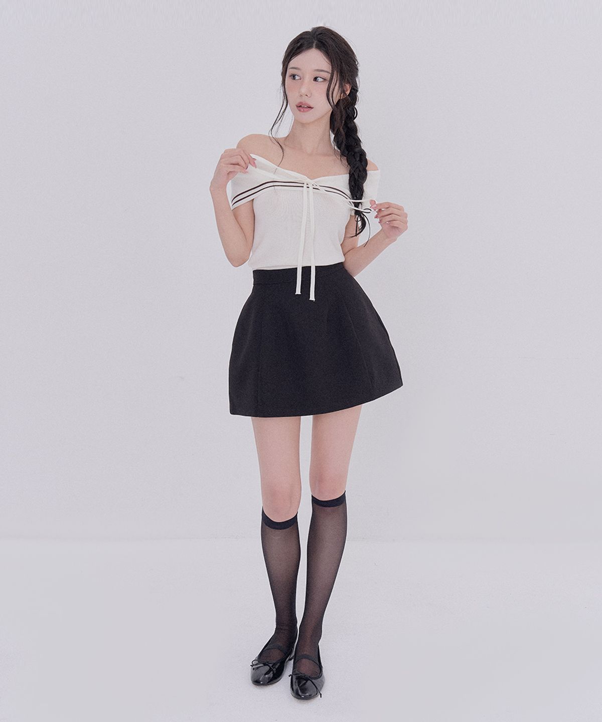 테테모치(TETEMOCHI) 감도 미니 스커트(Black)