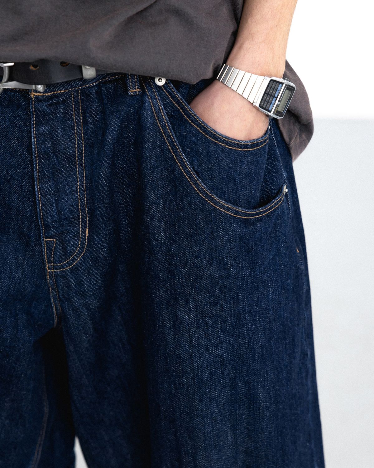 앵글런(ANGLAN) Turn-up Selvedge Denim Half Pants - Indigo