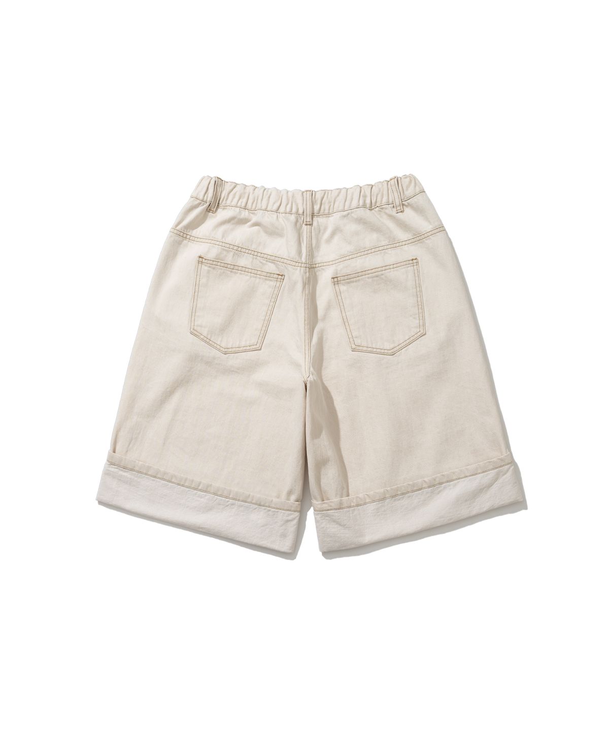 앵글런(ANGLAN) Turn-up Selvedge Denim Half Pants - Ivory