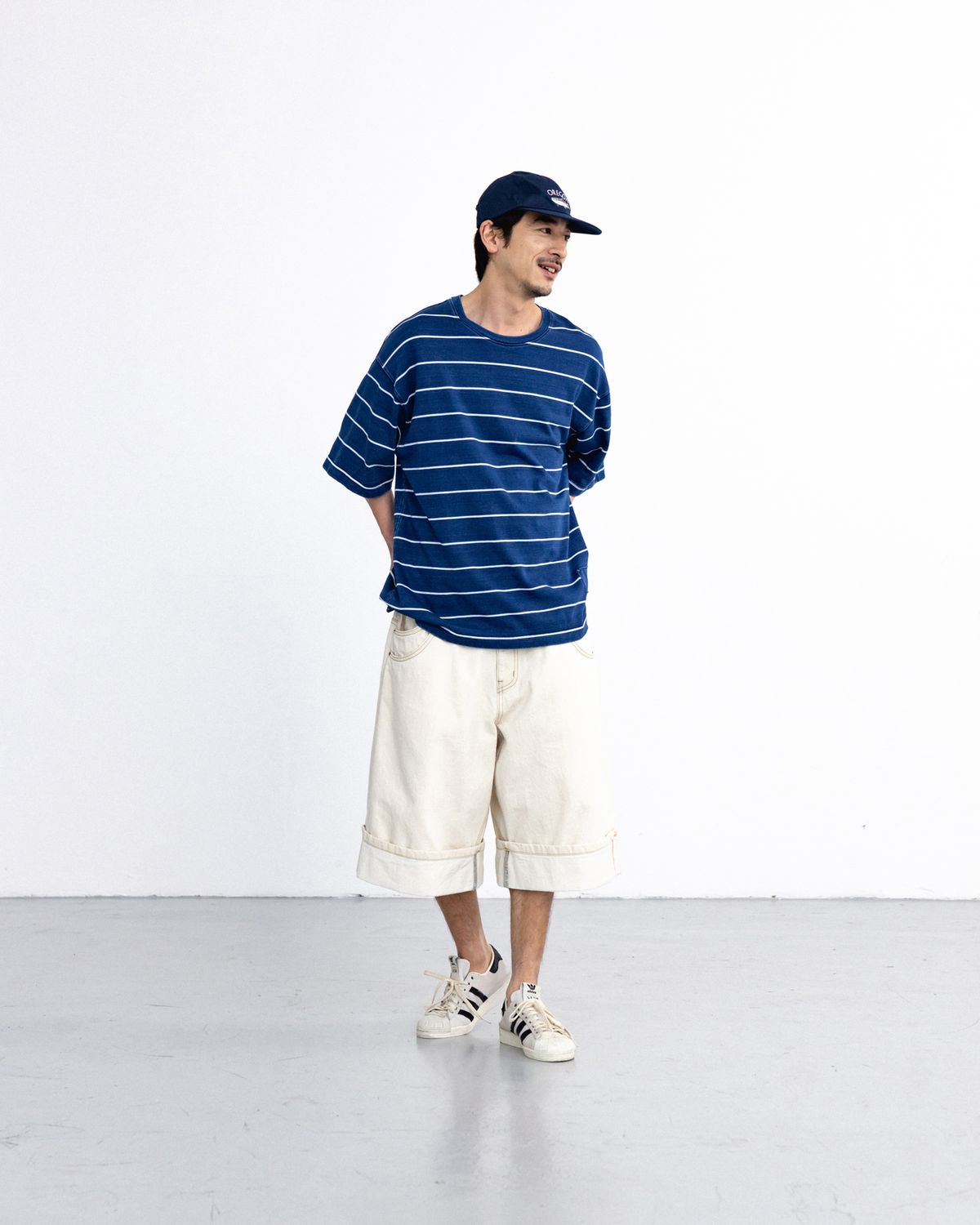 앵글런(ANGLAN) Turn-up Selvedge Denim Half Pants - Ivory