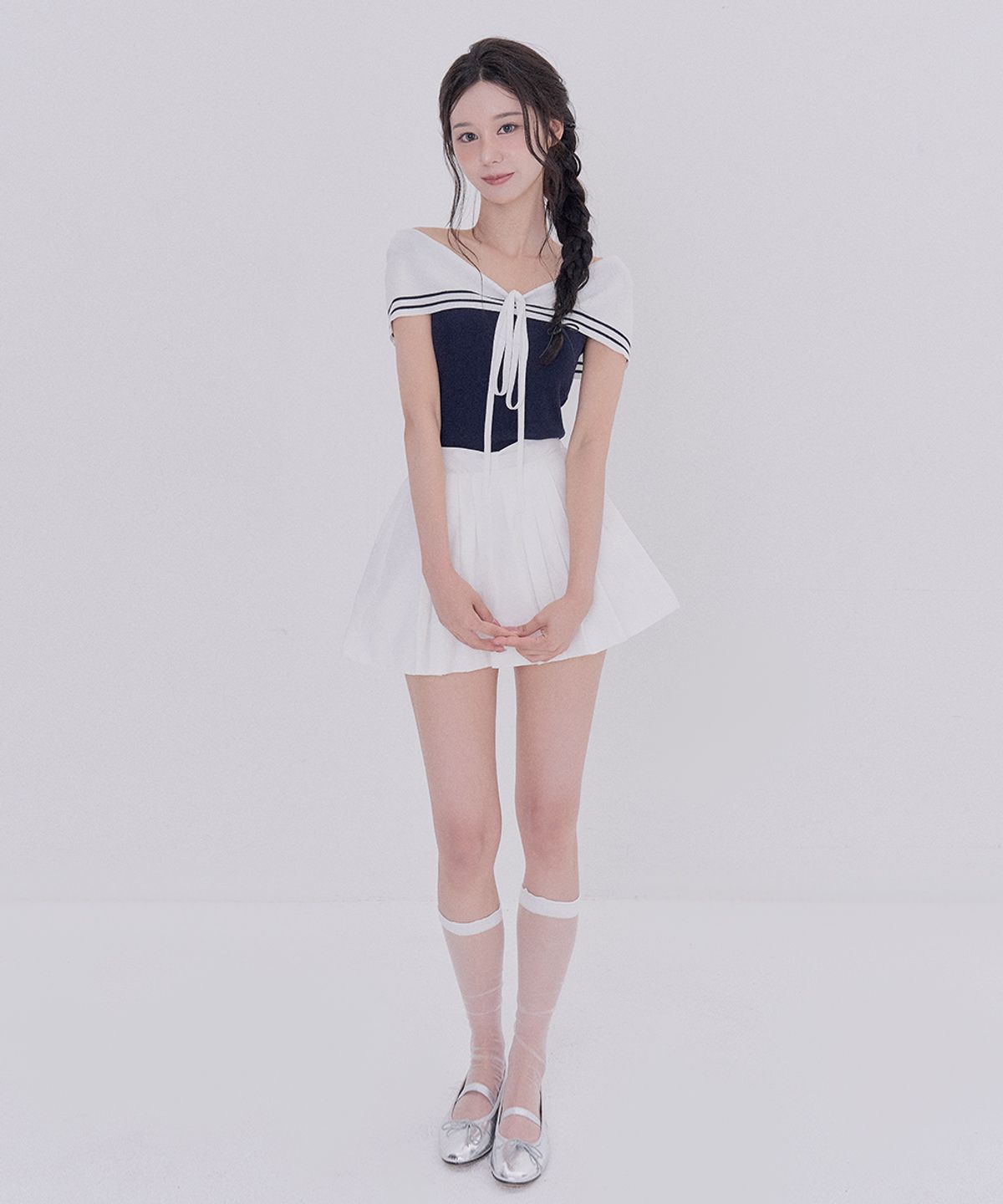 테테모치(TETEMOCHI) 발레코어 플리츠 스커트(White)
