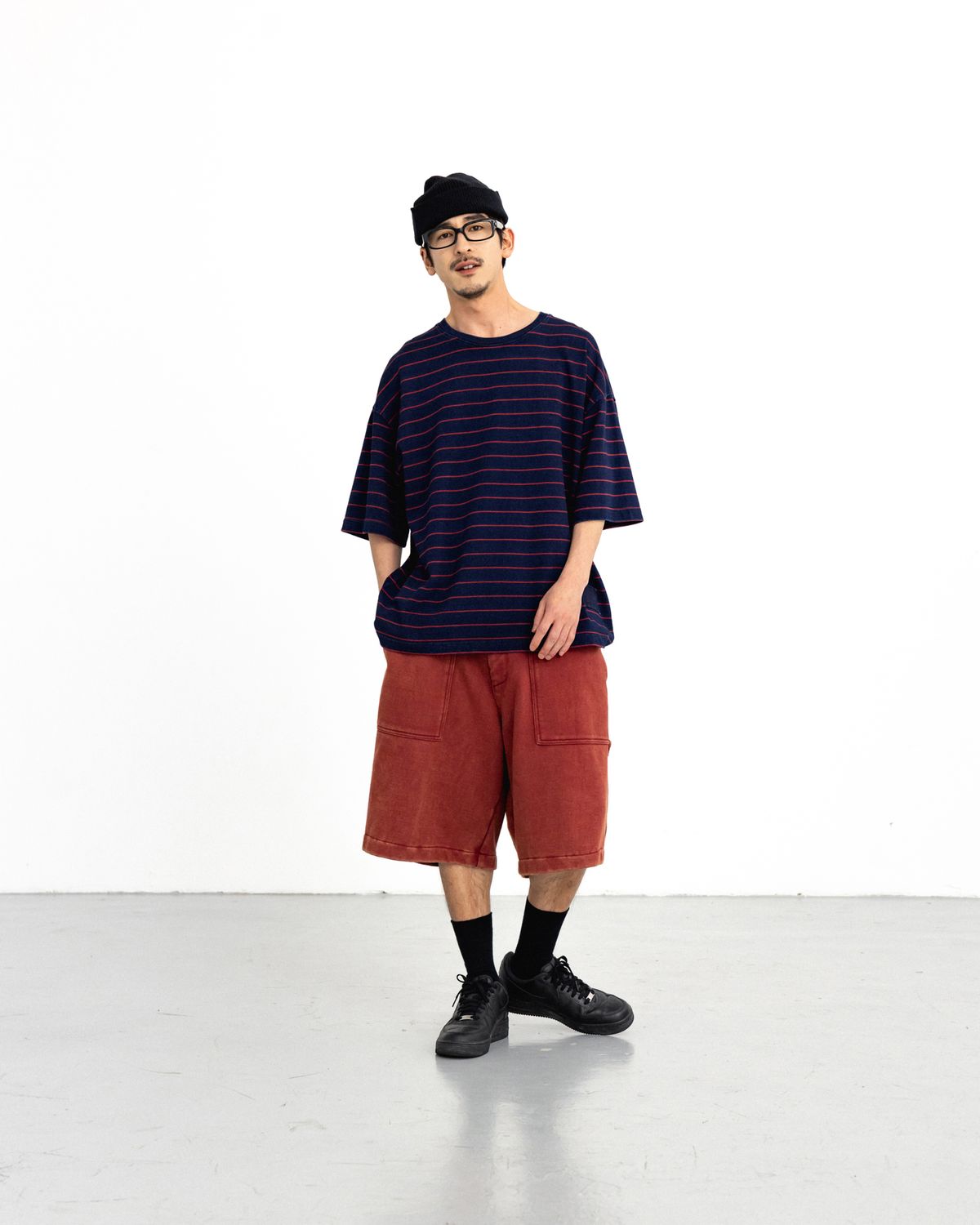 앵글런(ANGLAN) Washed Work Sweat Shorts - Washed Red