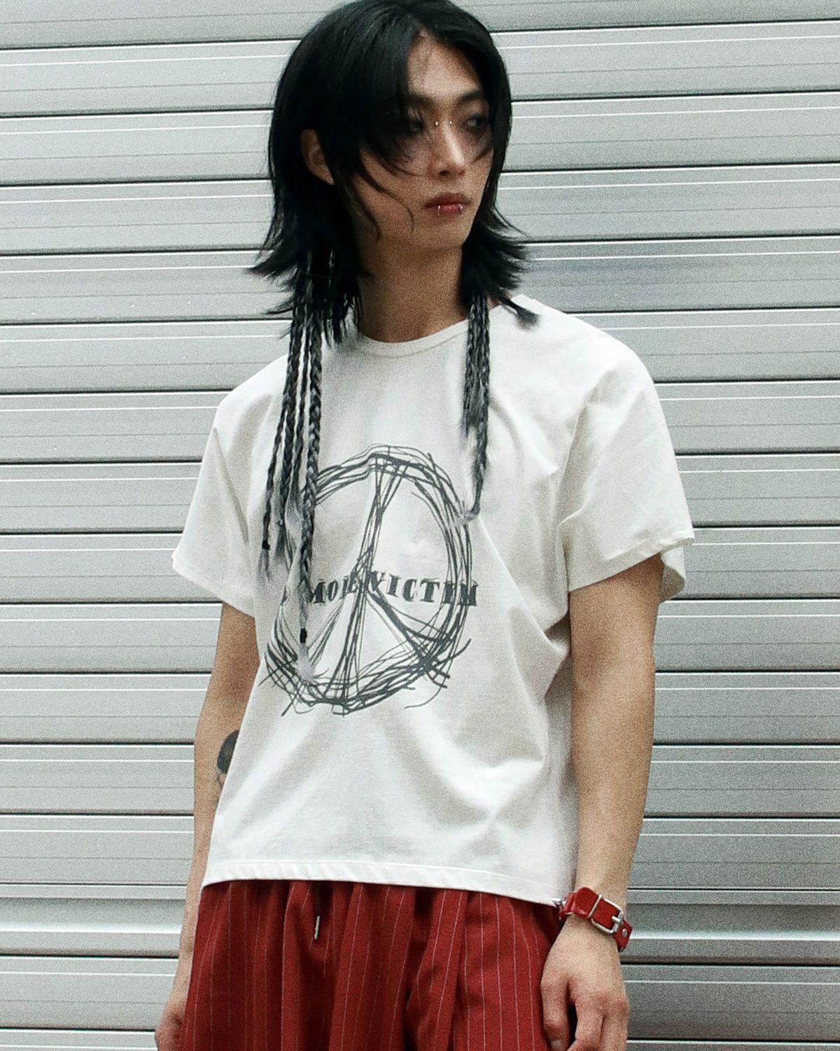 드마크(DEMARC) M piece graphic standard fit French short-sleeved White