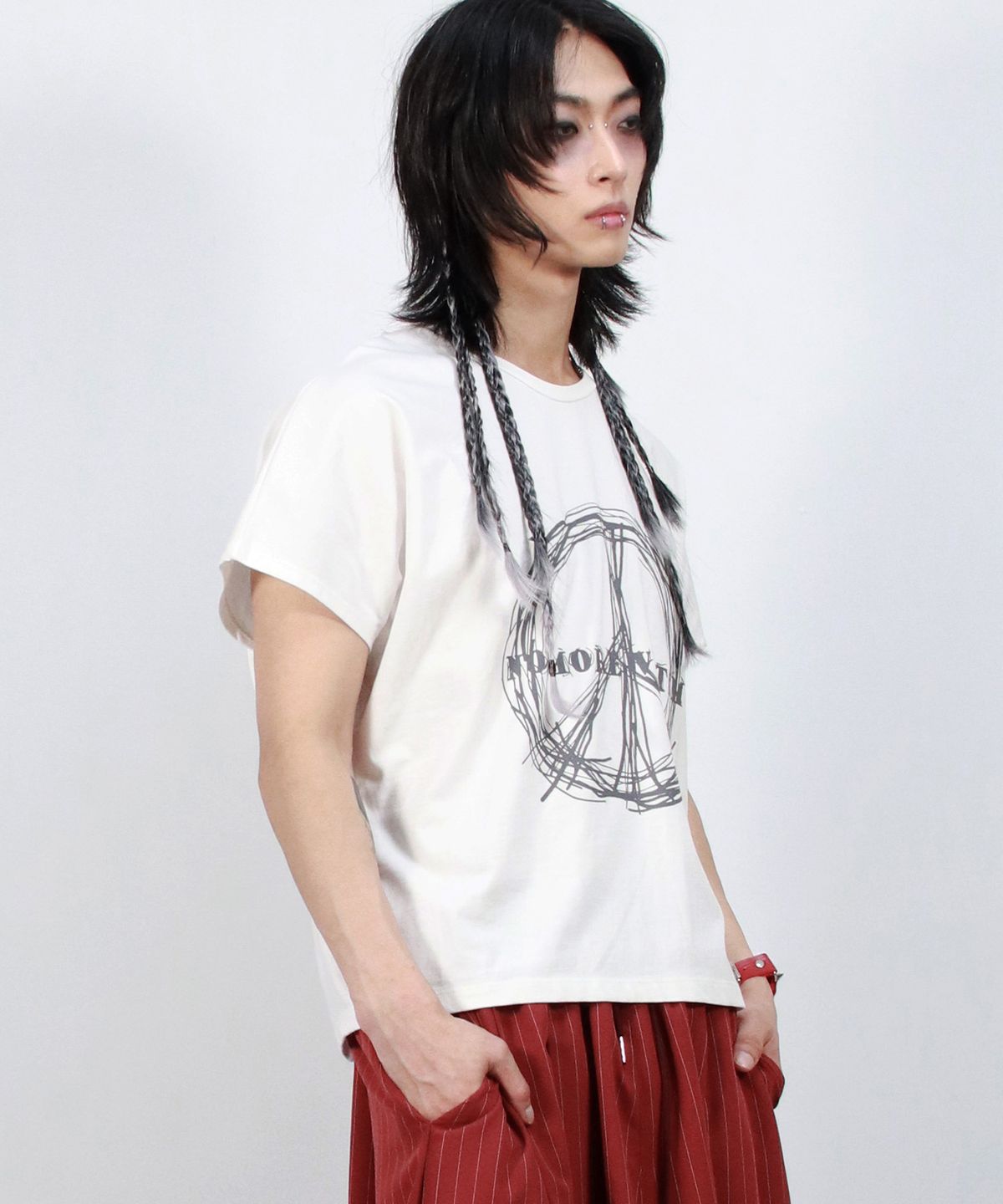 드마크(DEMARC) M piece graphic standard fit French short-sleeved White