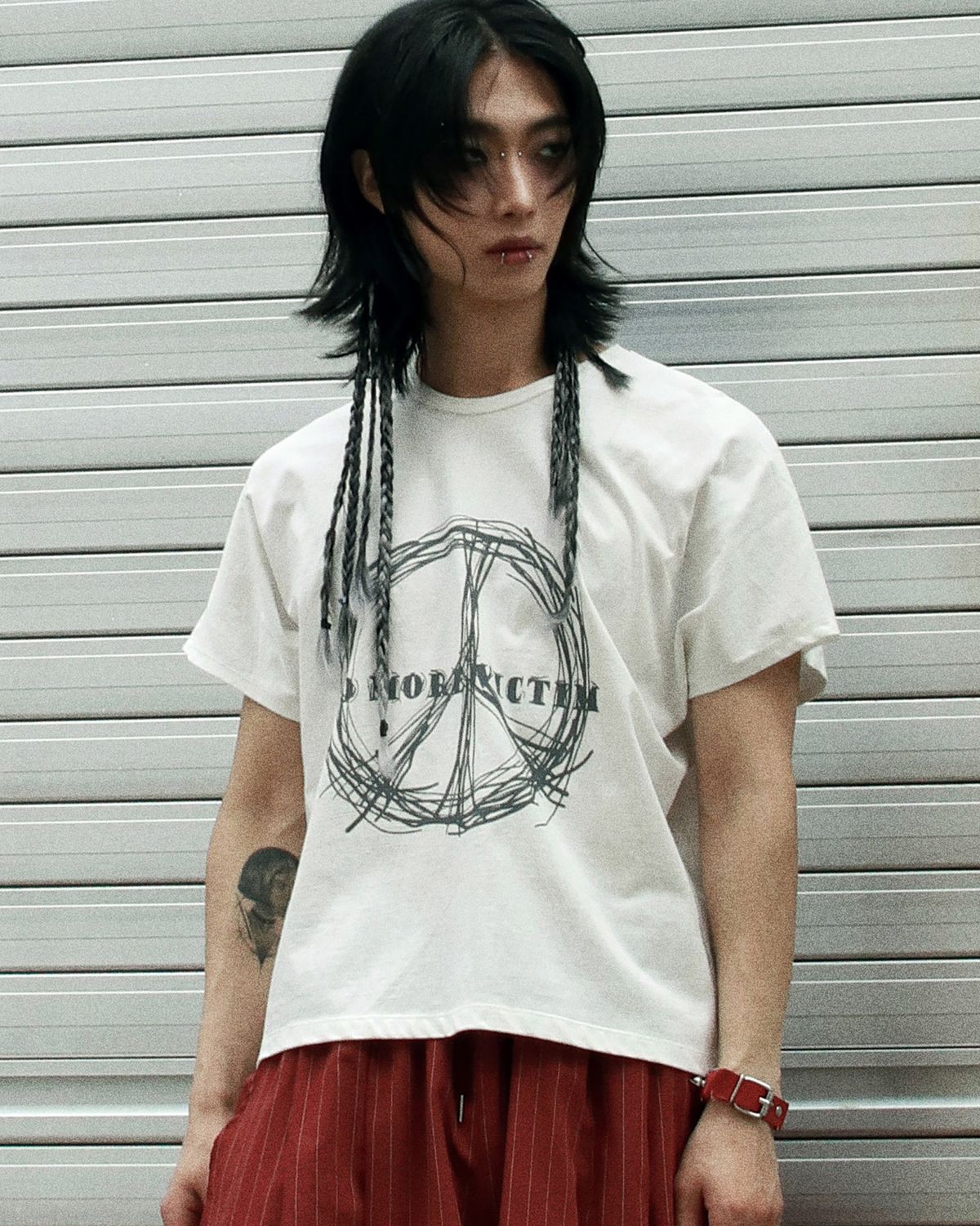 드마크(DEMARC) M piece graphic standard fit French short-sleeved White
