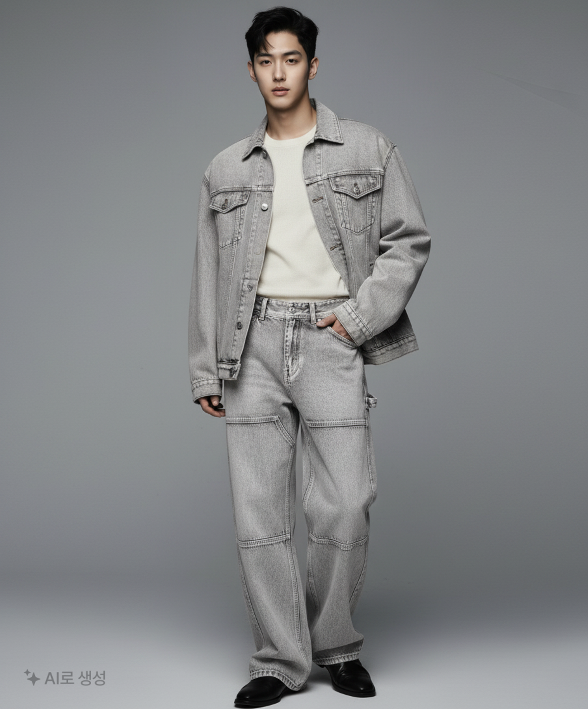 메종미네드(MAISON MINED) WHITE SPREAD CARPENTER DENIM-WHITE