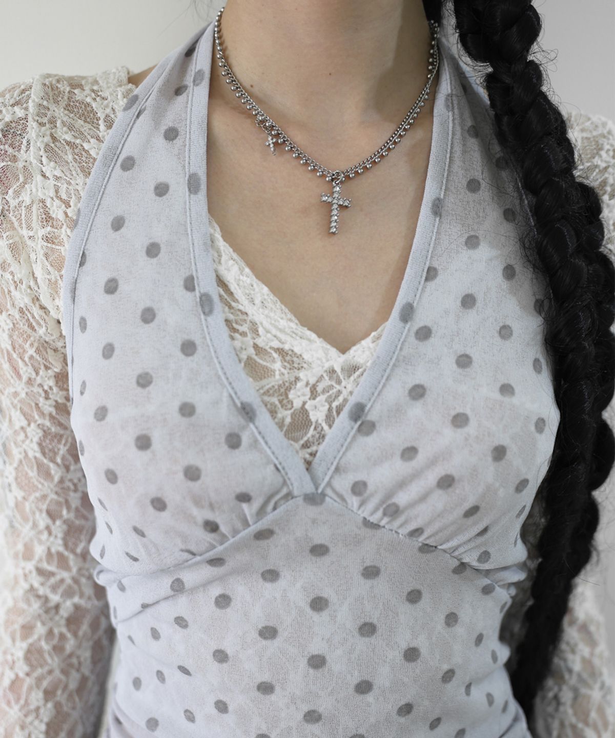 미애(MIAE) Dot cross necklace
