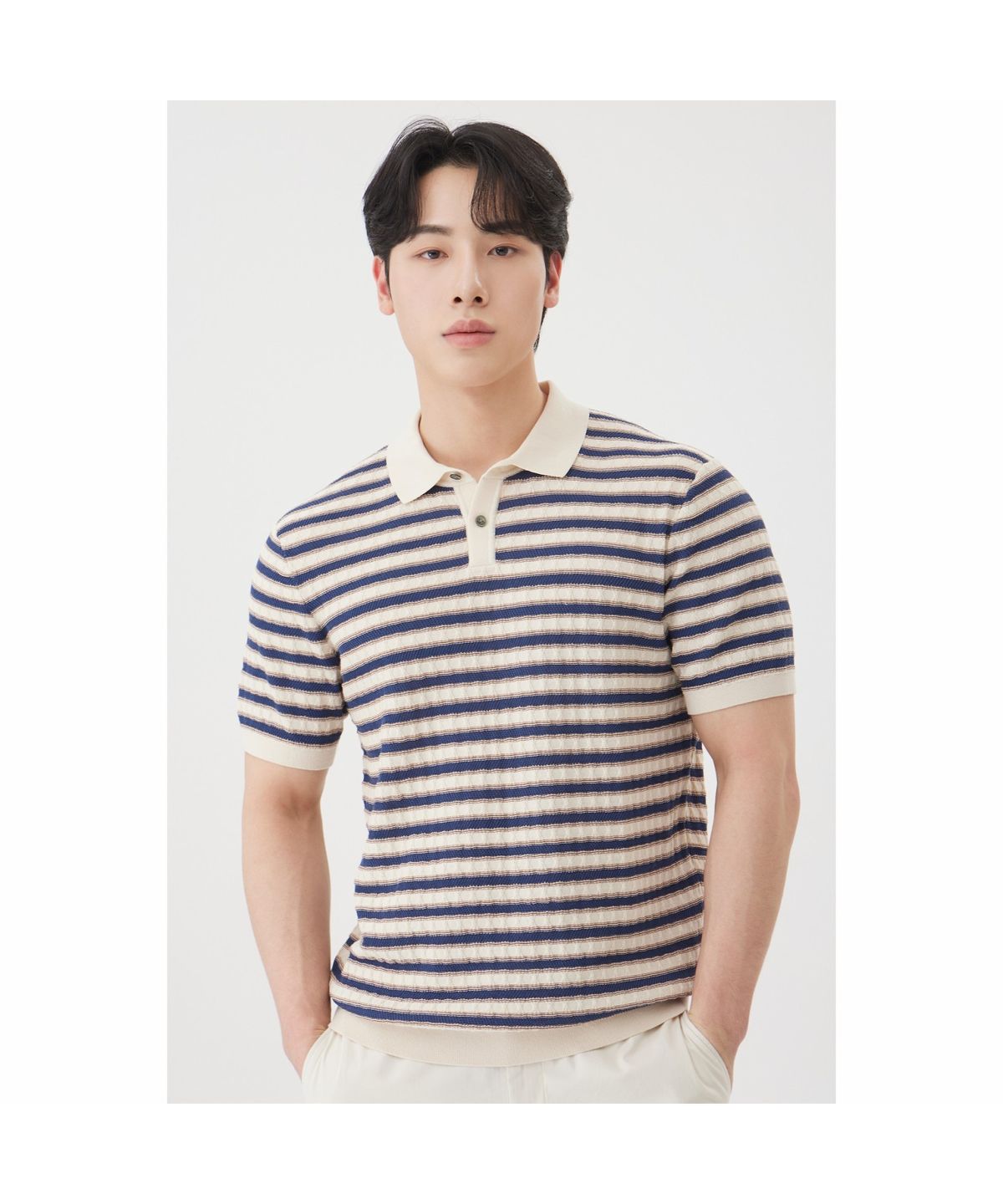 브렌우드(BRENTWOOD) [리버티] 워셔블 볼드 유니크 폴로넥 스웨터 BRWAM26521BEX