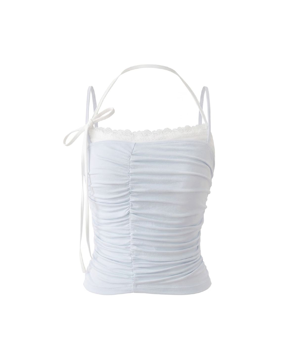 서울리(SEOULI) LAYERED LACE SHIRRING TOP [MISTY BLUE]