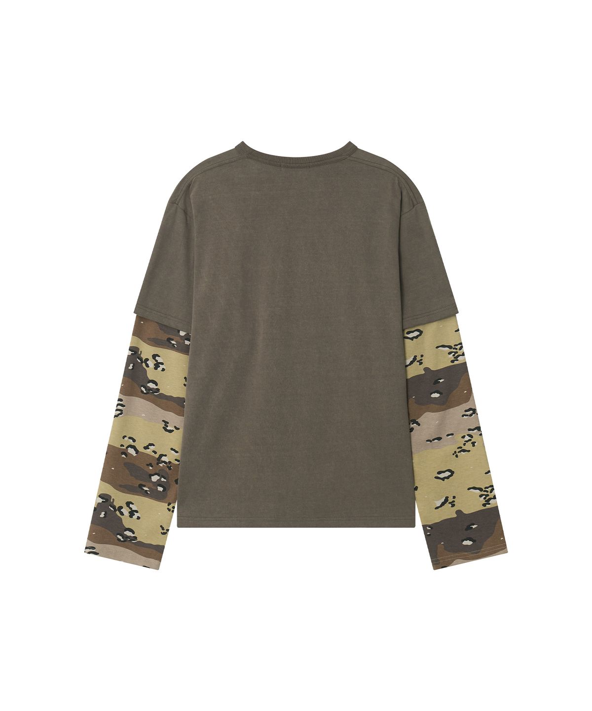 이우트(EEUT) CAMO LAYERED SLEEVE T-SHIRT / BROWN