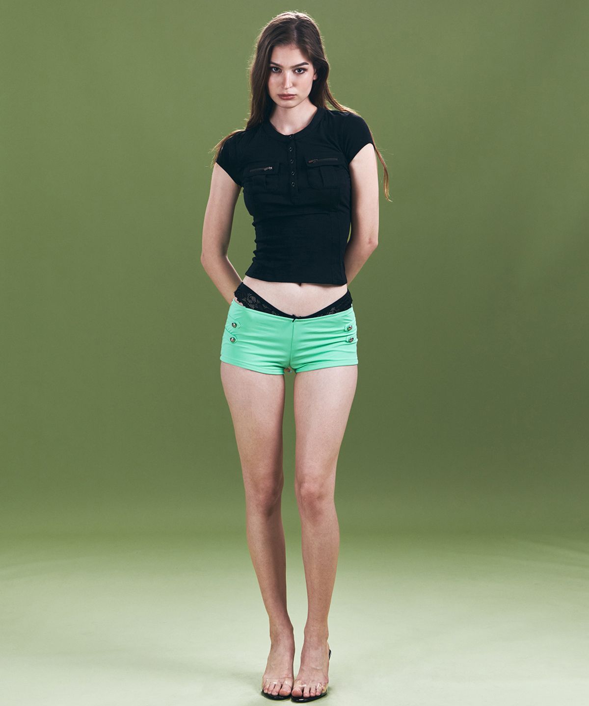 플리즈노팔로우(PLEASENOFOLLOW) Sasha Military Shorts (Mint)