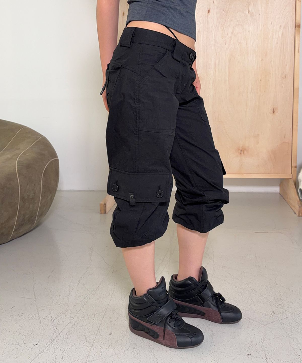 플리즈노팔로우(PLEASENOFOLLOW) Ethan Pocket Cargo Pants (Black)