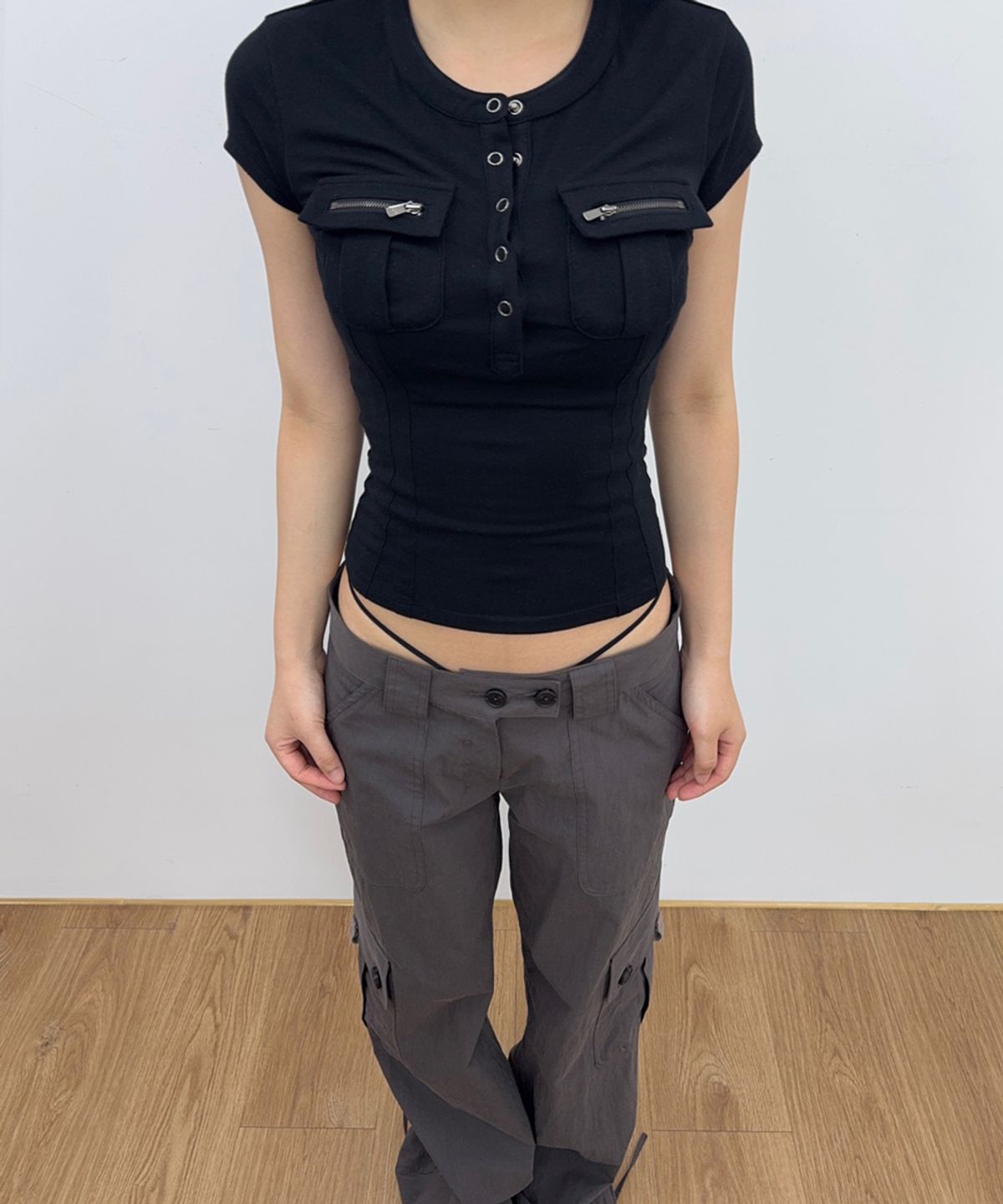 플리즈노팔로우(PLEASENOFOLLOW) Ethan Pocket Cargo Pants (Charcoal)