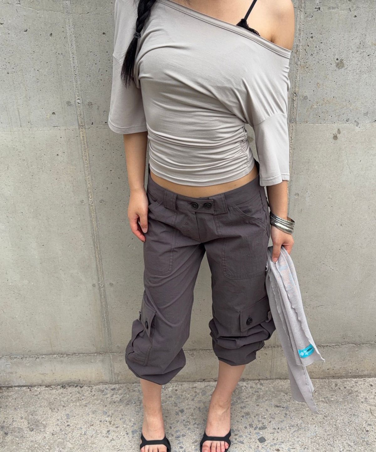 플리즈노팔로우(PLEASENOFOLLOW) Ethan Pocket Cargo Pants (Charcoal)