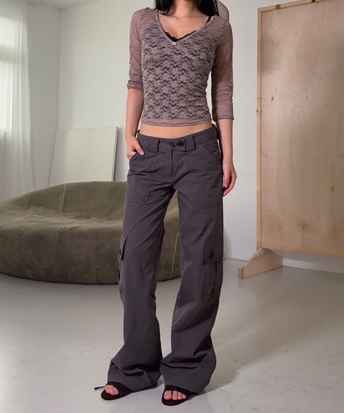 플리즈노팔로우(PLEASENOFOLLOW) Ethan Pocket Cargo Pants (Charcoal)