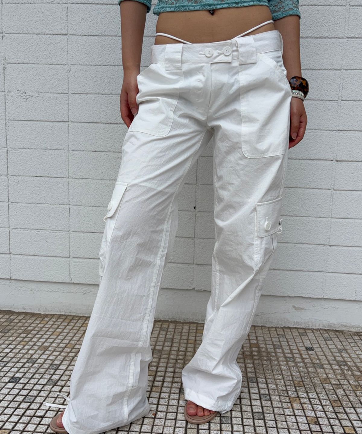 플리즈노팔로우(PLEASENOFOLLOW) Ethan Pocket Cargo Pants (White)