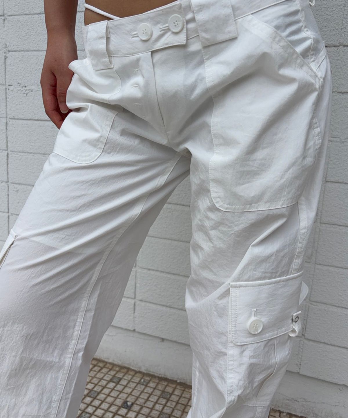 플리즈노팔로우(PLEASENOFOLLOW) Ethan Pocket Cargo Pants (White)