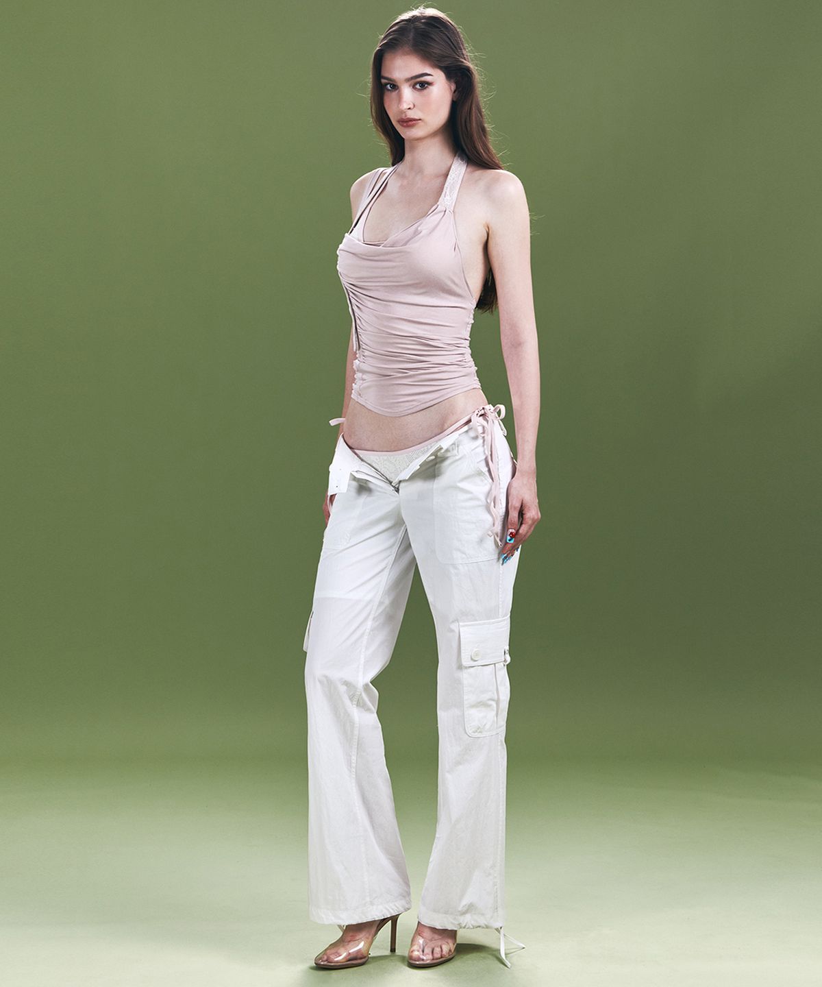 플리즈노팔로우(PLEASENOFOLLOW) Ethan Pocket Cargo Pants (White)