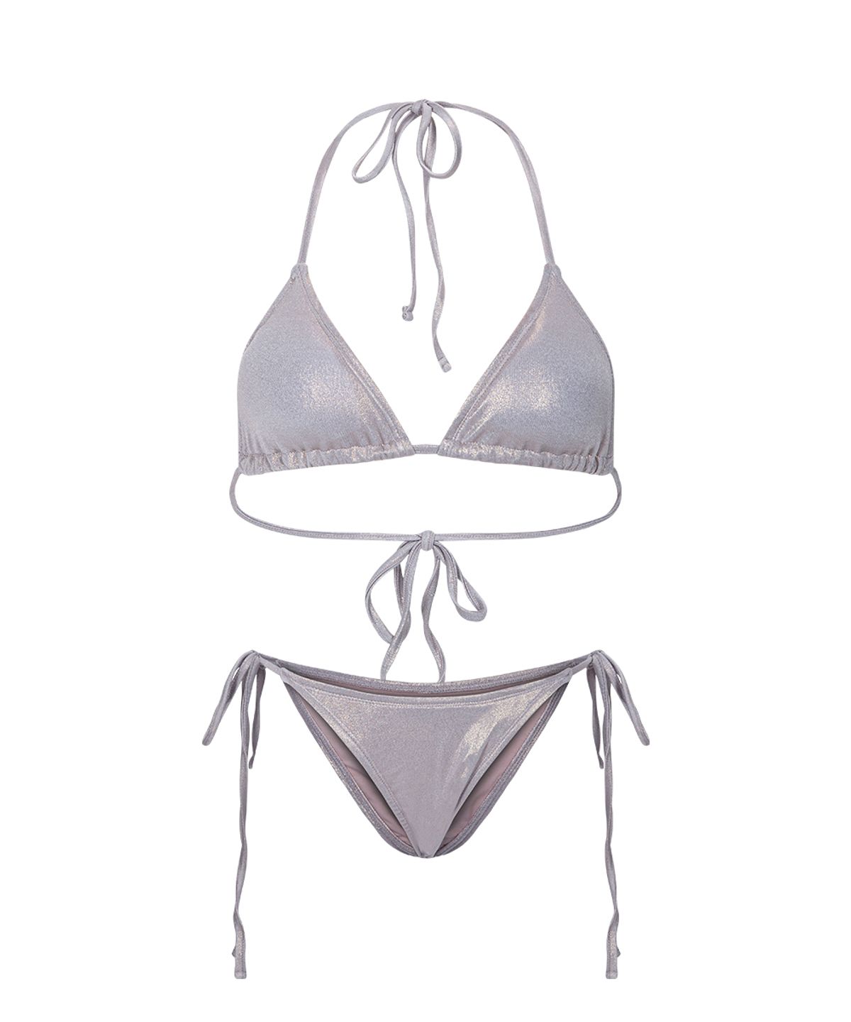 플리즈노팔로우(PLEASENOFOLLOW) Belly Glossy Bikini (Silver Beige)