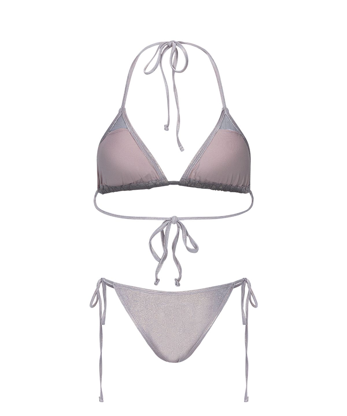 플리즈노팔로우(PLEASENOFOLLOW) Belly Glossy Bikini (Silver Beige)