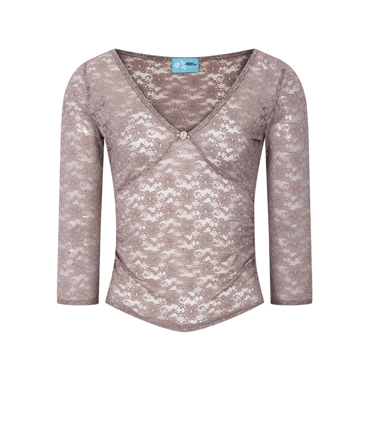 플리즈노팔로우(PLEASENOFOLLOW) Paige Long Sleeve Lace Top (Mocha beige)