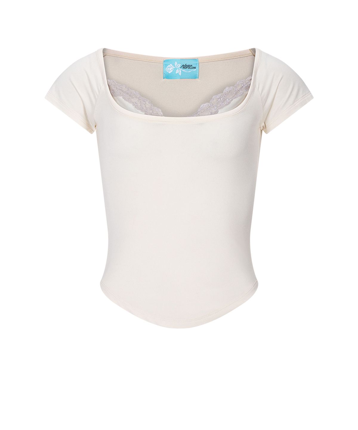 플리즈노팔로우(PLEASENOFOLLOW) Mandy Lace Layered Short Sleeve Top (Lemon)