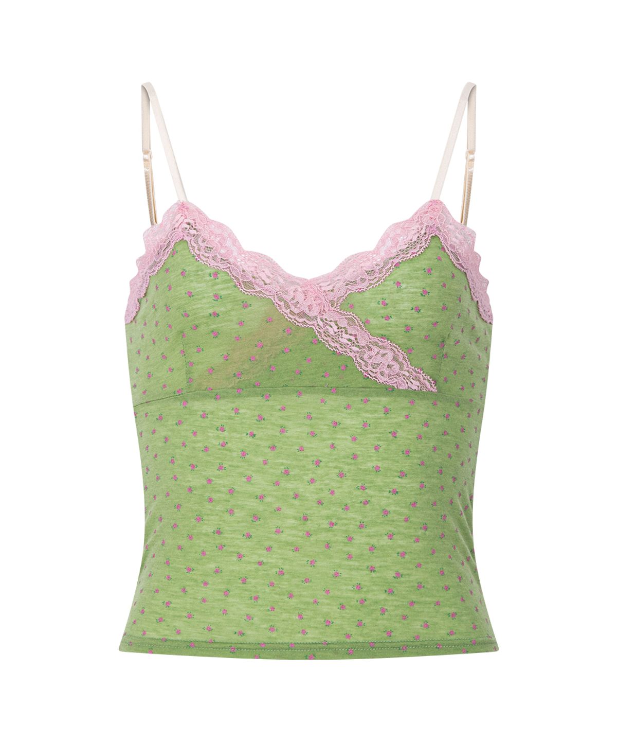 플리즈노팔로우(PLEASENOFOLLOW) Flora Lace Sleeveless Top (Green)