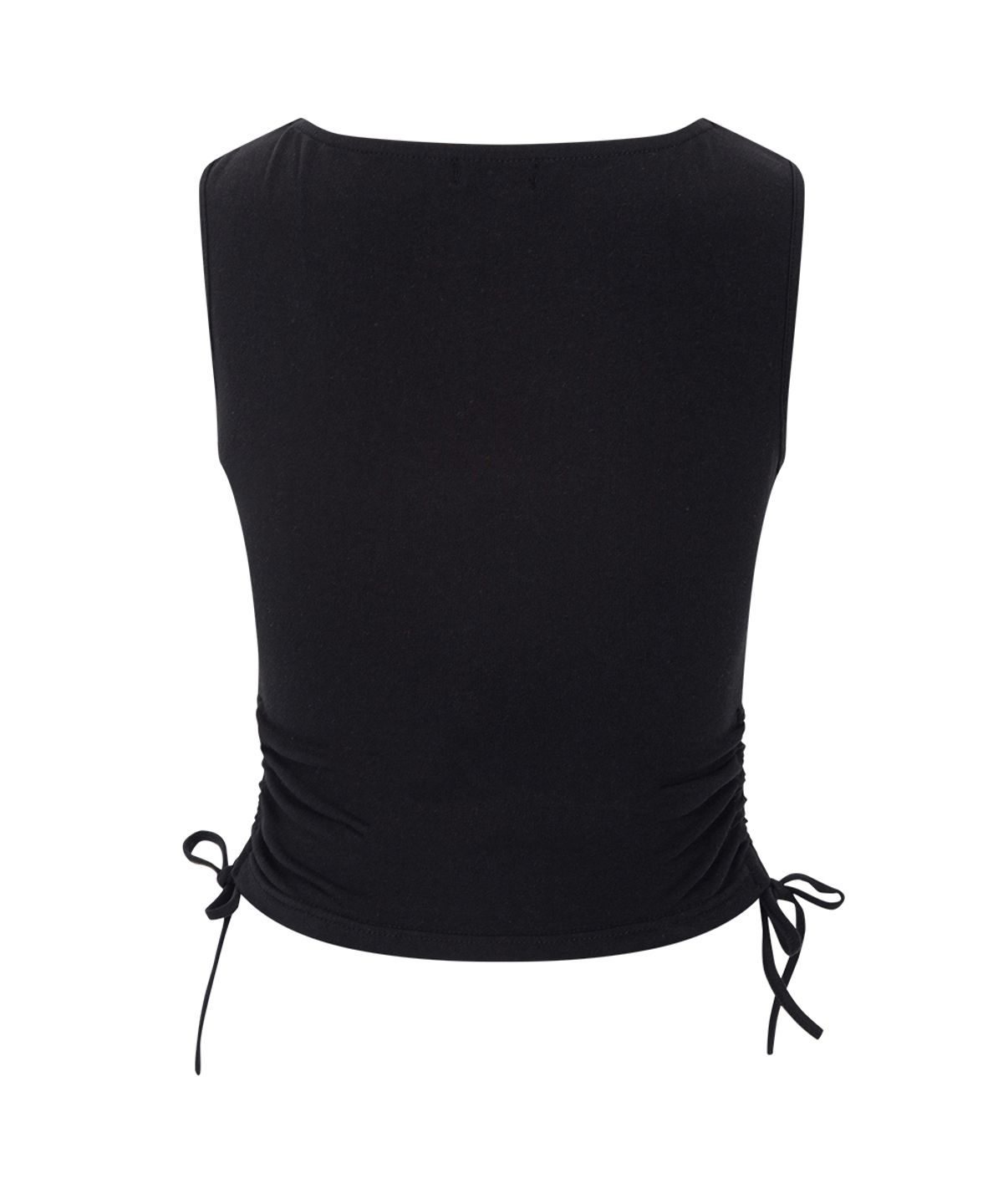 플리즈노팔로우(PLEASENOFOLLOW) Mov Shirring Sleeveless Top (Black)