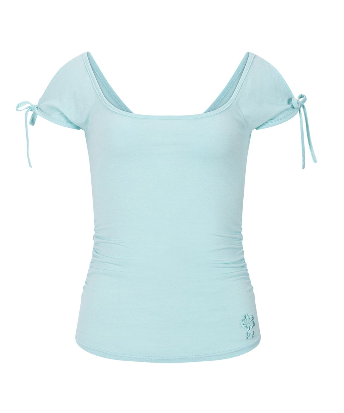 플리즈노팔로우(PLEASENOFOLLOW) Vane Shirring Short Sleeve Top (Soda)