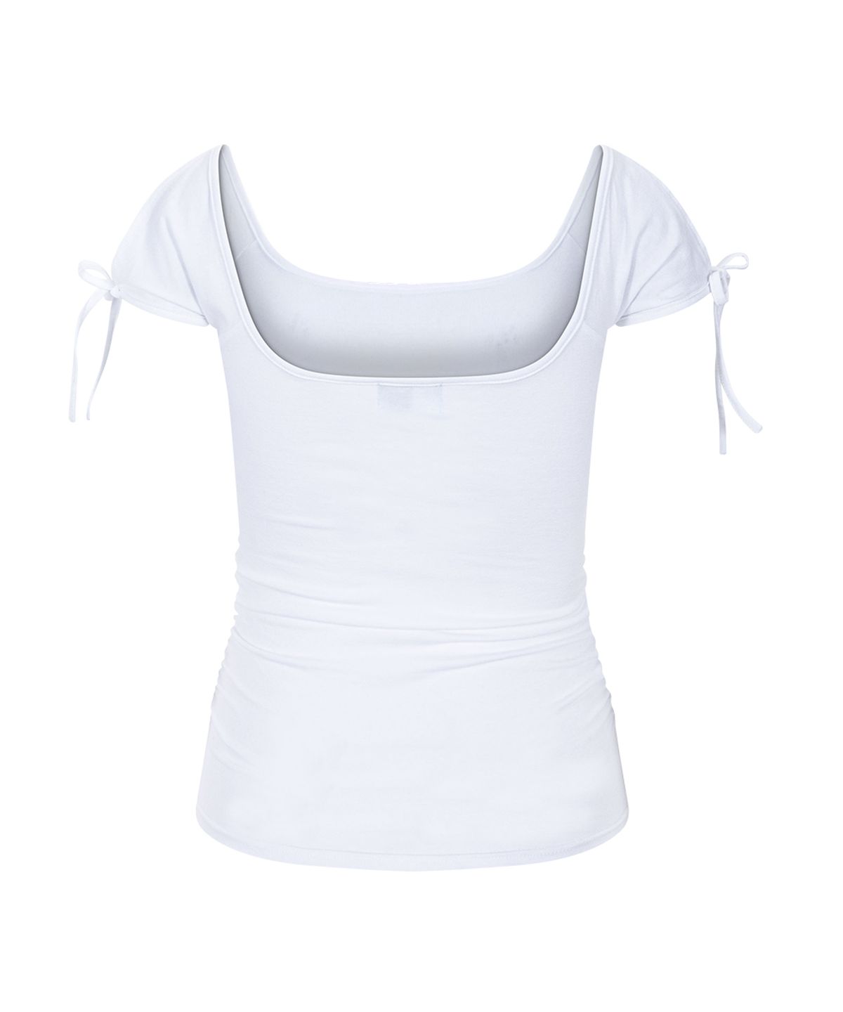 플리즈노팔로우(PLEASENOFOLLOW) Vane Shirring Short Sleeve Top (White)