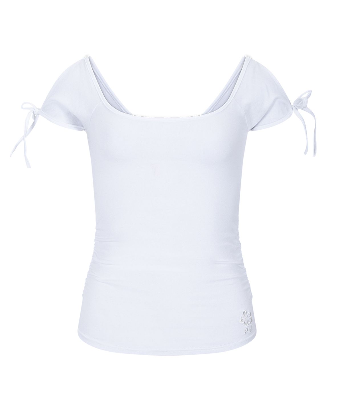 플리즈노팔로우(PLEASENOFOLLOW) Vane Shirring Short Sleeve Top (White)
