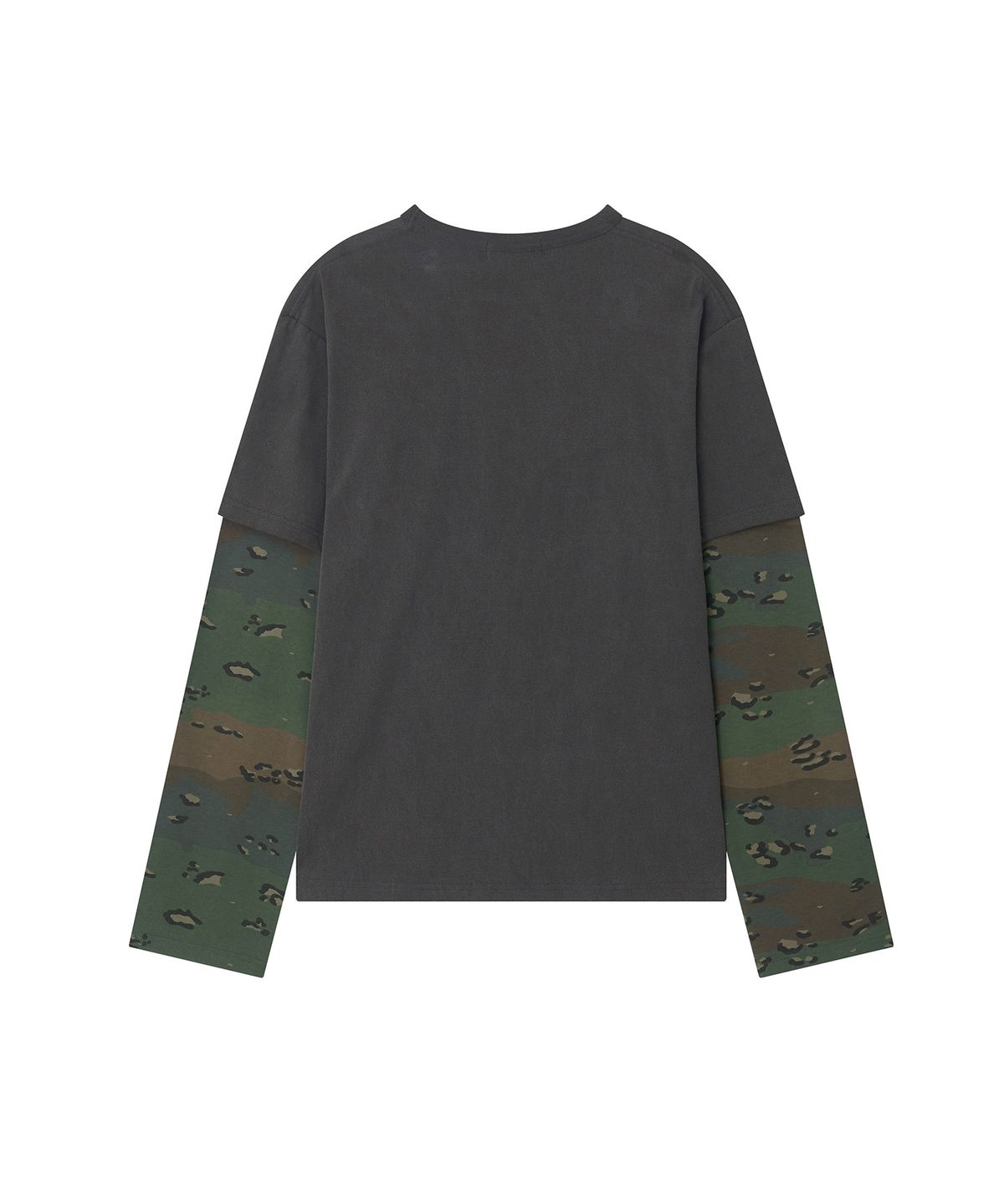 이우트(EEUT) CAMO LAYERED SLEEVE T-SHIRT / CHARCOAL