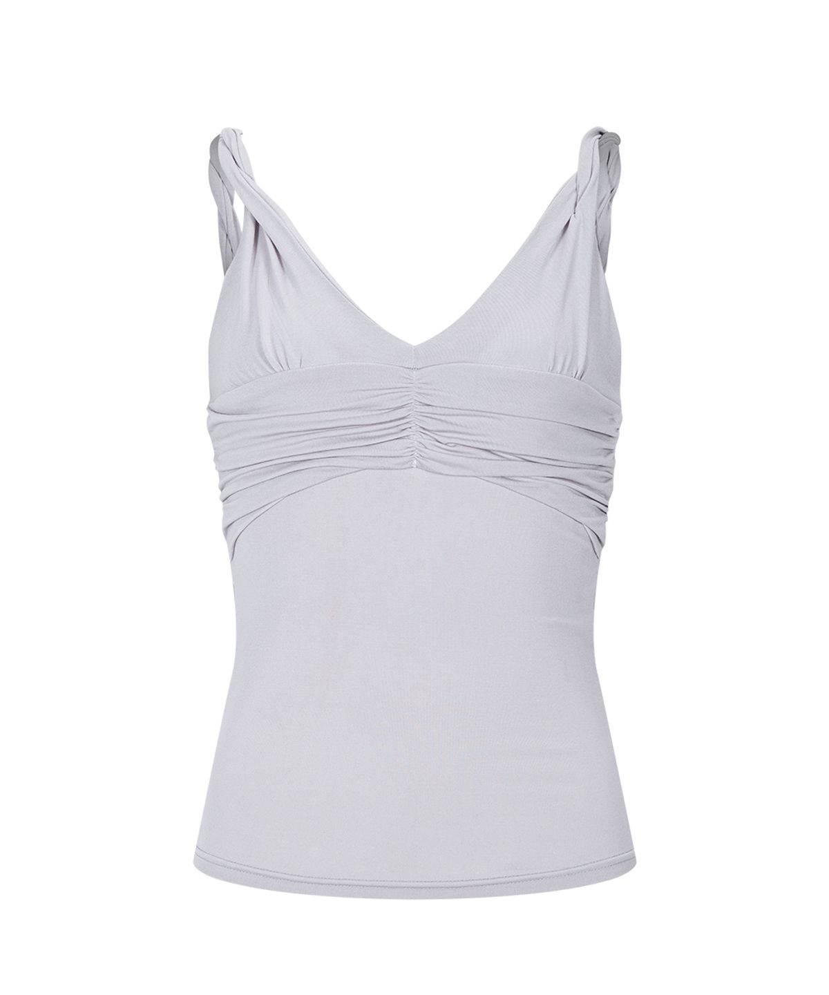 플리즈노팔로우(PLEASENOFOLLOW) Shell Shirring Sleeveless Top (Light Grey)