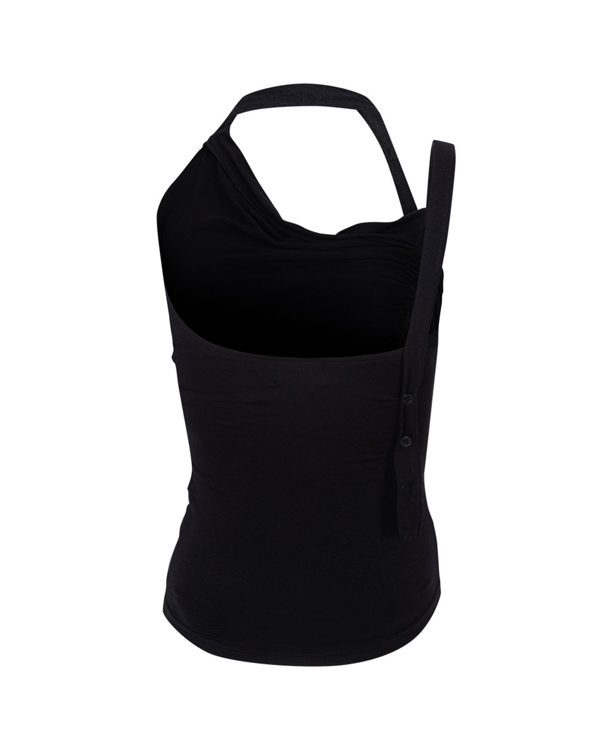 플리즈노팔로우(PLEASENOFOLLOW) Hush Button Halter Sleeveless Top (Black)