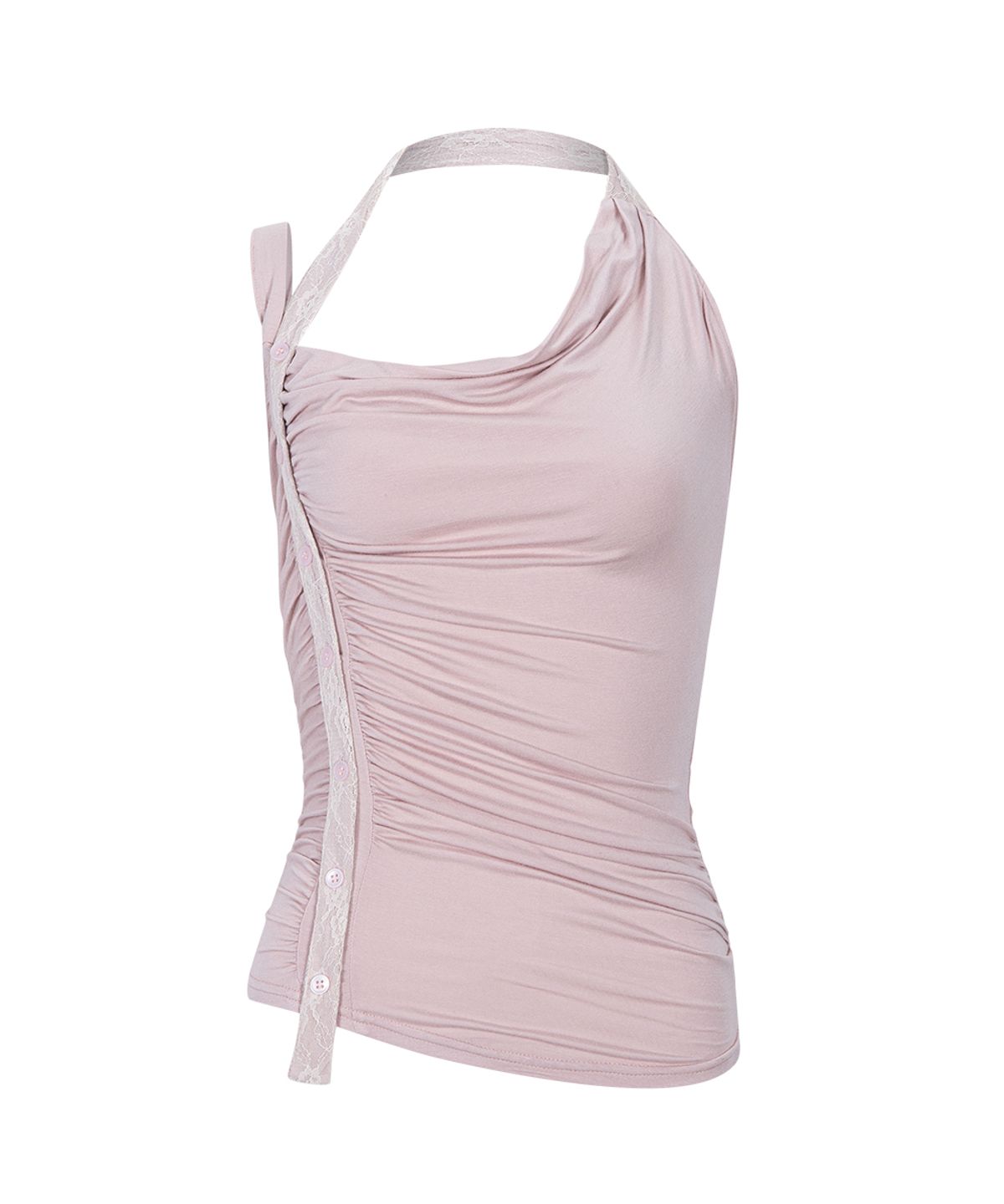 플리즈노팔로우(PLEASENOFOLLOW) Hush Button Halter Sleeveless Top (Dusty Pink)
