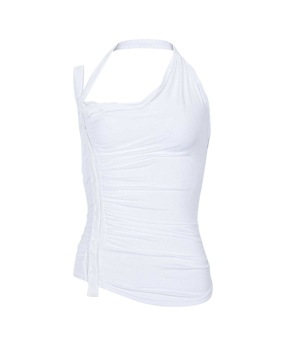 플리즈노팔로우(PLEASENOFOLLOW) Hush Button Halter Sleeveless Top (White)