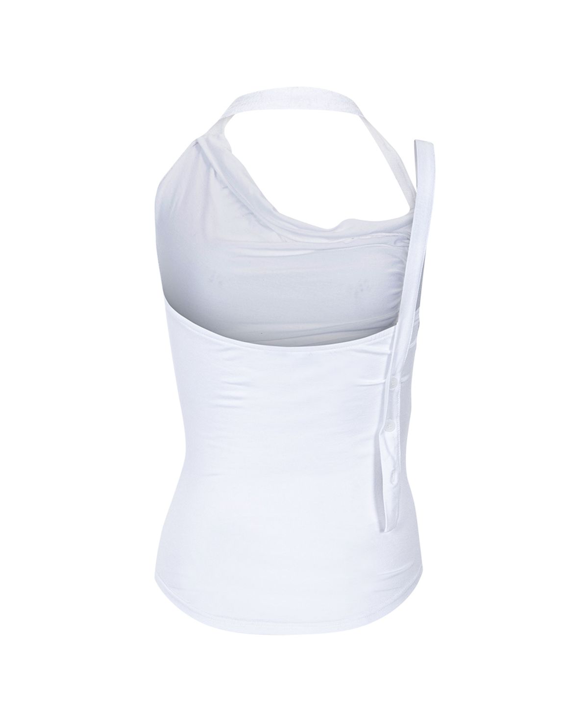 플리즈노팔로우(PLEASENOFOLLOW) Hush Button Halter Sleeveless Top (White)