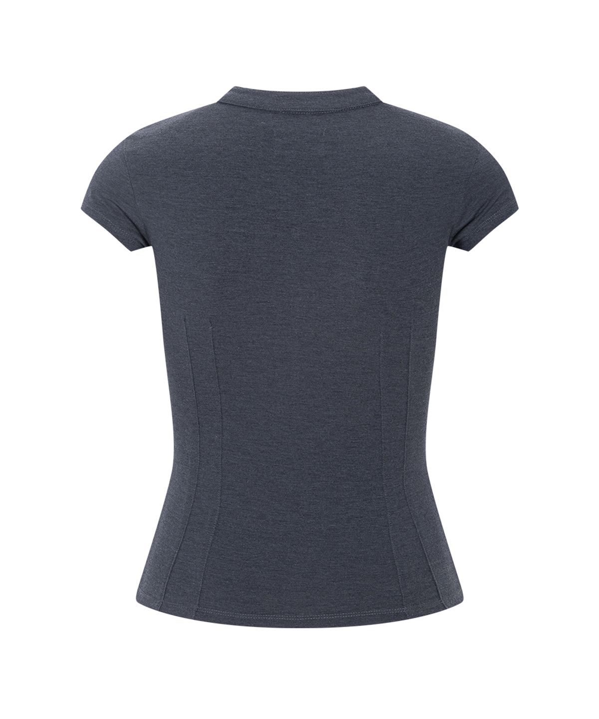플리즈노팔로우(PLEASENOFOLLOW) Pansy Pocket Button Short Sleeve Top (Vintage Charcoal)