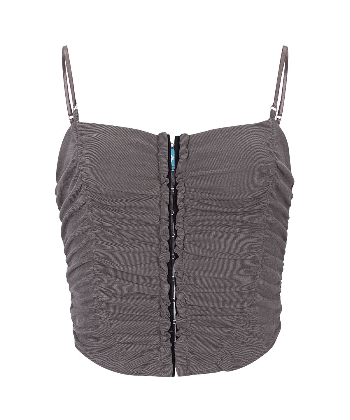 플리즈노팔로우(PLEASENOFOLLOW) Lilian Shirring Sleeveless Top (Mocha Grey)