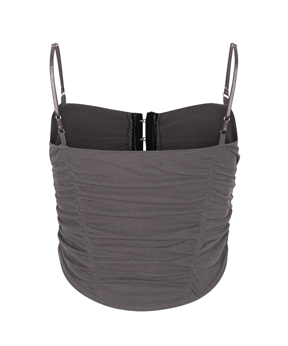 플리즈노팔로우(PLEASENOFOLLOW) Lilian Shirring Sleeveless Top (Mocha Grey)