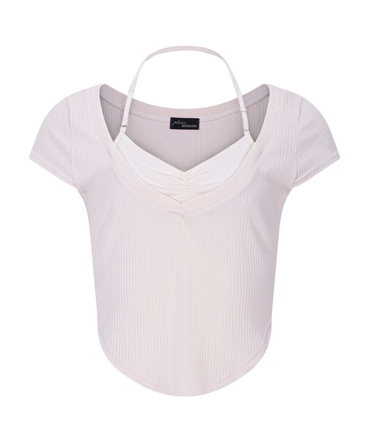 플리즈노팔로우(PLEASENOFOLLOW) Zeline Layered Short Sleeve Top (Baby Pink)