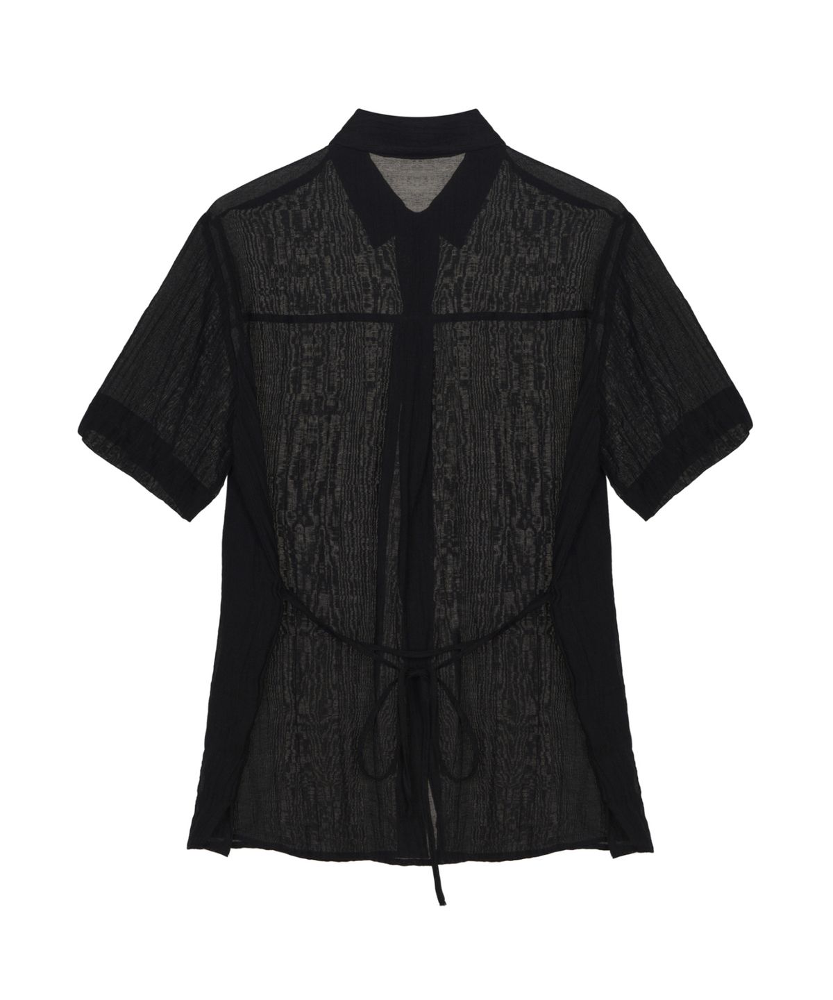닉앤니콜(NICK&NICOLE) CRINKLE STRING HALF SHIRT_BLACK
