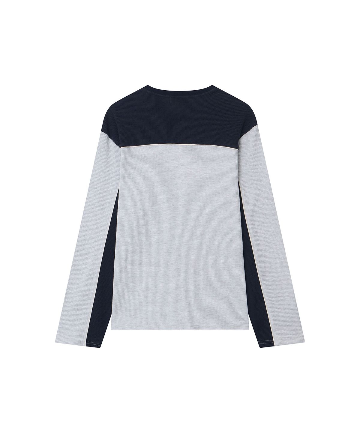 이우트(EEUT) COLOR BLOCK WAFFLE LONG SLEEVE / MELANGE WHITE