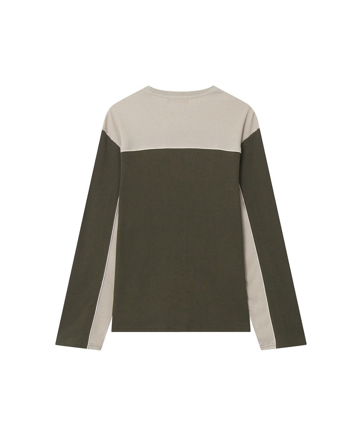 이우트(EEUT) COLOR BLOCK WAFFLE LONG SLEEVE / KHAKI