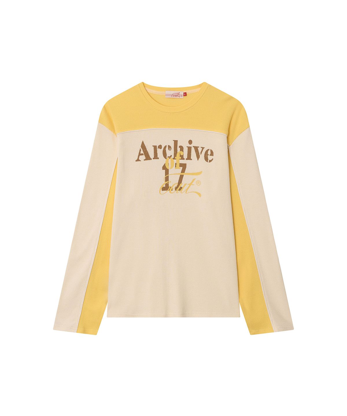 이우트(EEUT) COLOR BLOCK WAFFLE LONG SLEEVE / CREAM
