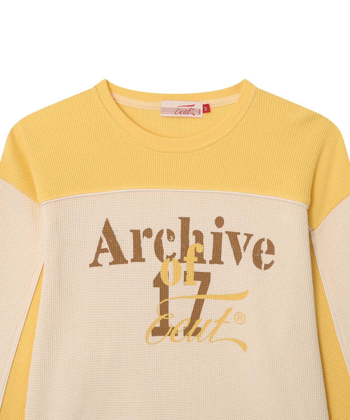 이우트(EEUT) COLOR BLOCK WAFFLE LONG SLEEVE / CREAM