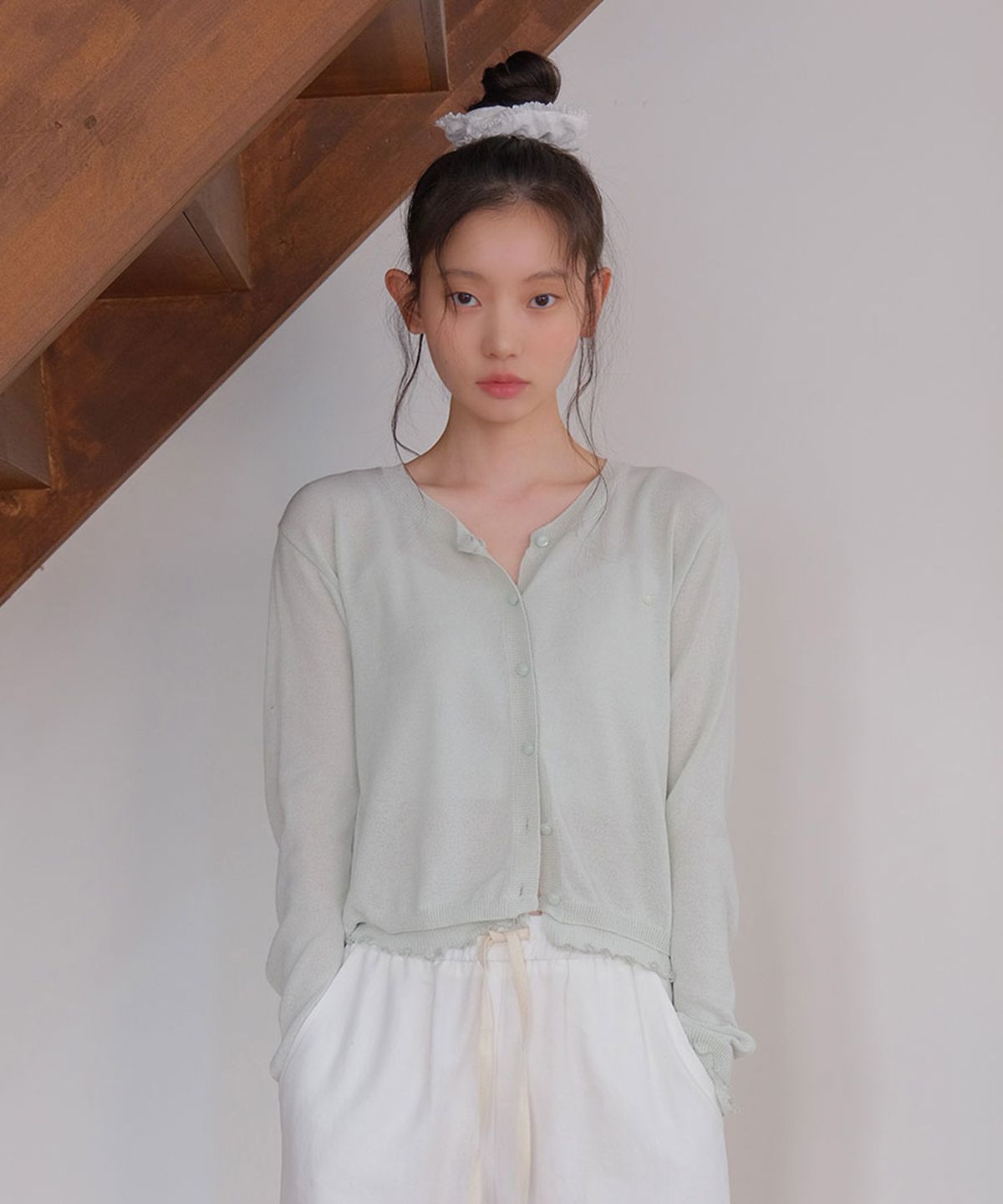 모의(MOUI) Layered frill cardigan (MINT)